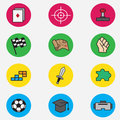 set of game category icon with color good for symbol, logo, element design, app icons, web icon, website icons