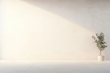 Empty light room with clean wall, floor. Light brightens room. Simple design element. Minimalist interior. Versatile background. Modern home decor. Suitable for interior design projects. Peaceful