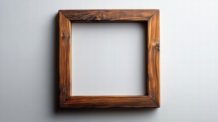 Elegant Rustic Wooden Frame Isolated on Light Background Perfect for Displaying Artwork or Photos in a Stylish Home or Gallery Setting