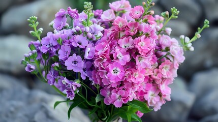 Stunning Bouquet of Purple and Pink Matthiola Flowers