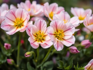 Fototapeta premium Close-up of delicate pink and white ranunculus flowers in full bloom, spring, delicate, blooming