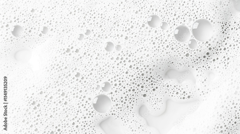 Poster closeup view of white soap foam texture. bubbles, foam create pattern. looks clean, fresh. ideal for