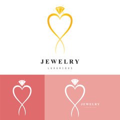 Wedding ring icon. Jewelry logo. Engagement diamond ring icon. Proposal symbol. Brilliant gold jewellery vector illustration isolated.