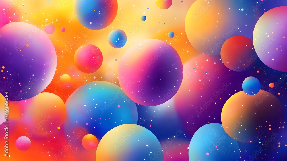 Poster abstract colorful spheres floating in space