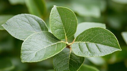 A creative flat lay layout with fresh green leaves framing a white square, ideal for use in advertising cards, invitations, or promotional materials that highlight nature and simplicity.