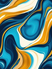 Dynamic abstract blue and yellow swirls with fluid movement and vibrant energy