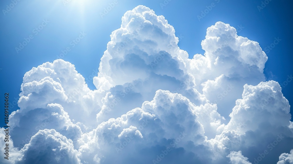 Wall mural a peaceful blue sky with soft, blurred white clouds, creating a serene atmosphere with ample copy sp