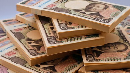 札束の山のクローズアップ