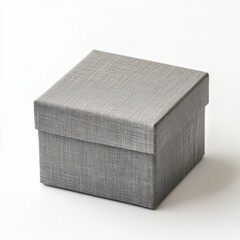 Simple gray gift box with textured surface on white background