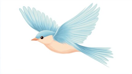 Obraz premium Soaring Bluebird with Detailed Feathers Celebrating International Bird Day Illustration on White Background