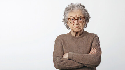 Elderly woman looking real angry into the camera