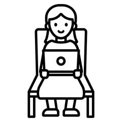 노트북을 사용하고 있는 여자 아이콘