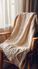 Knitted Blanket with Intricate Patterns