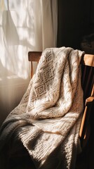 Knitted Blanket with Intricate Patterns