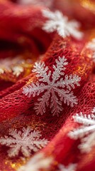 Snowflakes on Red Scarf