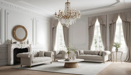 Elegant Living Room Interior Design With Classic Furnishings