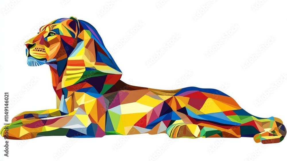Poster modern abstract sphinx reinterpretation with vibrant colors