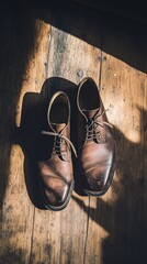 Vintage Leather Shoes with Natural Shadows