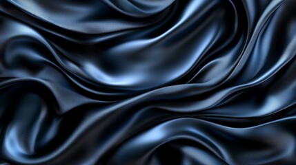 Fototapeta premium A close-up of smooth, dark fabric showcasing elegant folds and textures.