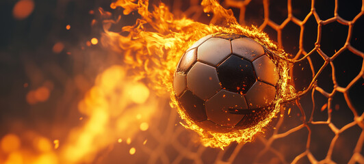 Fototapeta premium soccer ball un tae no.soccer ball on fire