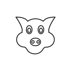 Piggy suspicious face icon, vector flat black linear illustration for web and app..eps