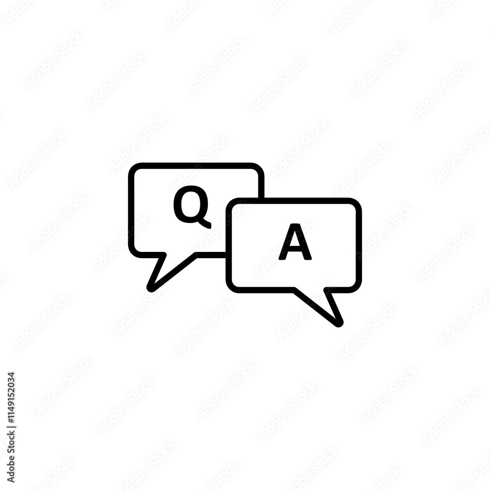 Aufkleber question answer icon.vector flat black linear illustration for web and app..eps