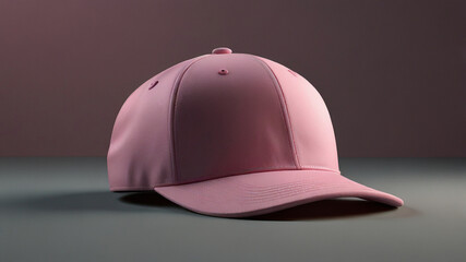Fototapeta premium Mockup of a soft pink baseball cap with a simple and smooth design, offering a blank canvas for custom graphics or brand logos