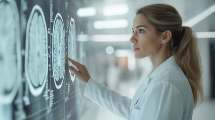 Doctor reviewing the brain result