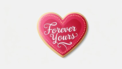 A beautifully decorated heart-shaped cookie with the phrase 'Forever Yours' written on it.