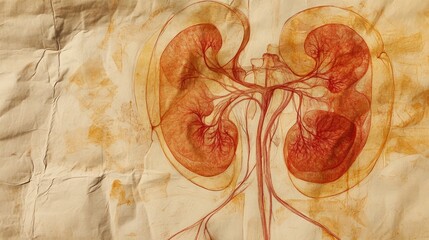 Urinary system showing kidneys and bladder, Human Body Anatomy, renal system study