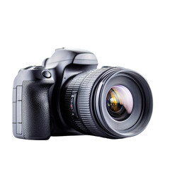 Fototapeta premium Professional DSLR camera with lens on a black background