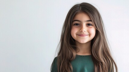 Cheerful Middle Eastern Girl with Long Hair and Gentle Smile