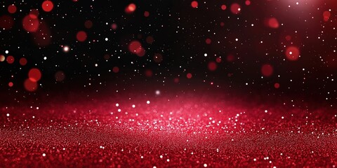 Festive red glitter abstract background with shiny particles. Red glitter texture creates festive mood for celebrations like Christmas New Year. Design element suitable for various projects requiring