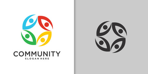 Creative people family logo design. Symbol icon for family, social group, community.