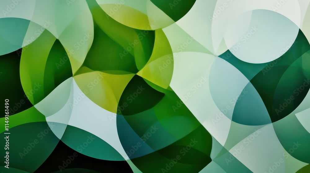 Poster abstract green shapes and patterns with smooth curves and layers