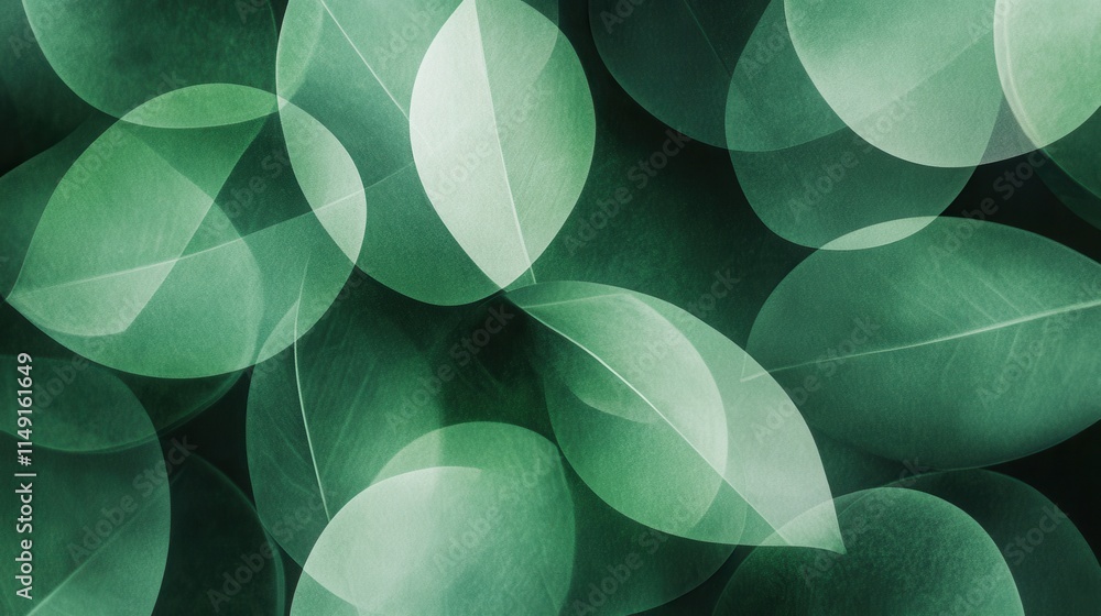 Poster green leaves pattern background with soft focus and depth effect