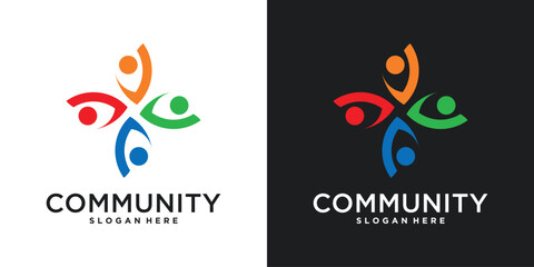 Creative people family logo design. Symbol icon for family, social group, community.