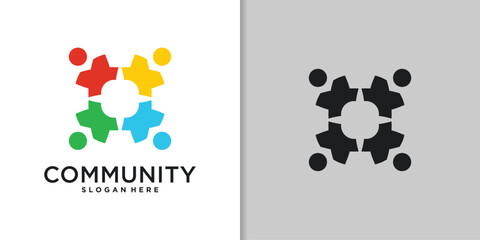 Creative people family logo design. Symbol icon for family, social group, community.