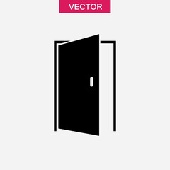Open door icon. vector flat black simple illustration for web and app..eps