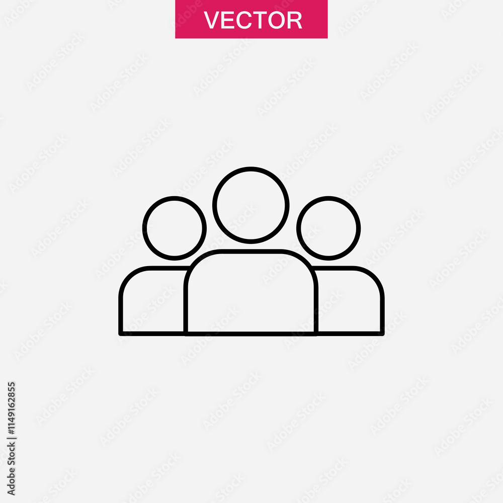 Poster people icon. user sign, vector flat linear illustration for web and app..eps