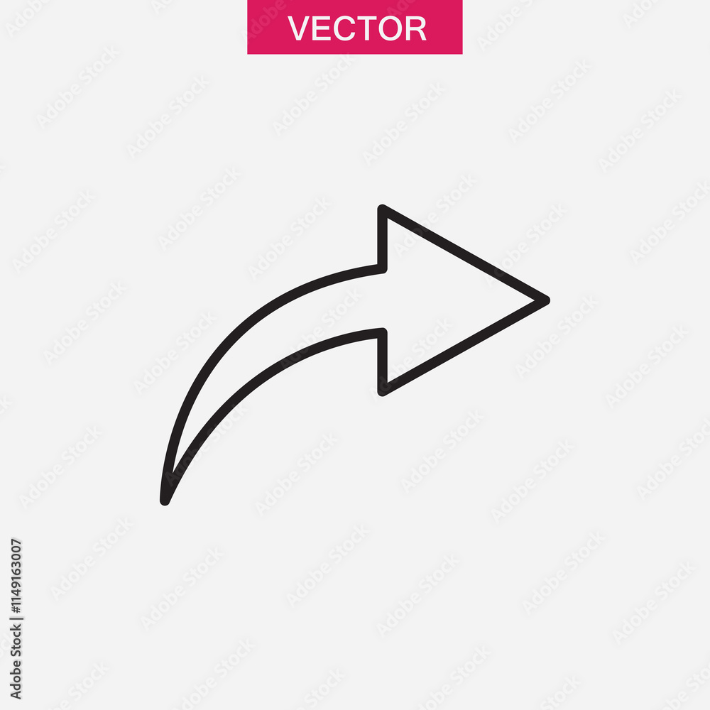 Aufkleber share icon. arrow graphic.vector flat black linear illustration for web and app..eps