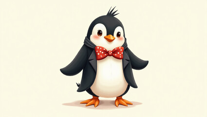 Fototapeta premium A clumsy penguin with a bowtie