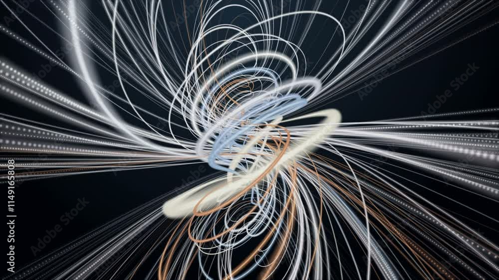 Poster fantastic video animation with stripe wave object in slow motion, 4096x2304 loop 4k