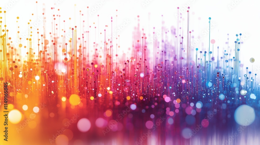 Poster a colorful, abstract painting with many dots of different colors. generative ai