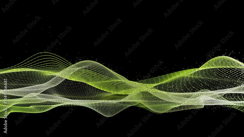 Aufkleber fantastic eco video animation with particle wave object in slow motion, 4096x2304 loop 4k