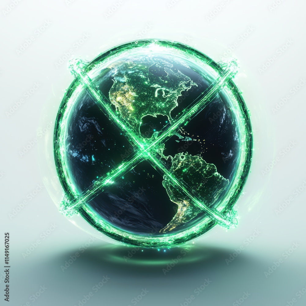 Poster a green globe with a cross on it. generative ai