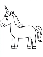 Obraz premium Cute Cartoon Unicorn Outline Illustration