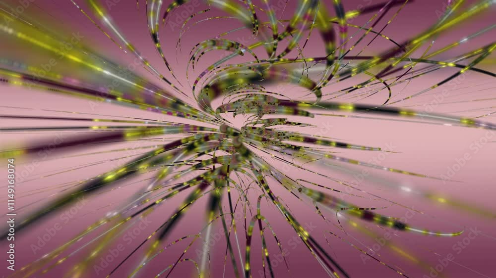 Poster fantastic video animation with stripe wave object in slow motion, 4096x2304 loop 4k