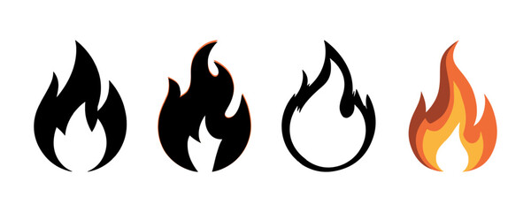 Image of silhouette Fire vector icon set on transparent background