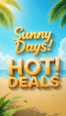 Obraz premium 3D realistic text Sunny Days, Hot Deals